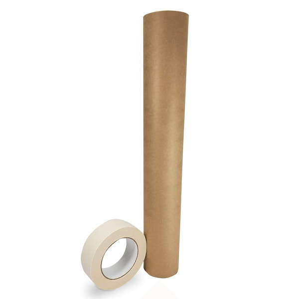 Idl Packaging 18 x 60 yd Masking Paper and 1 1/2 x 60 yd GP Masking Tape Set of 1 Each for Covering GPH-18, 4457-112 - main